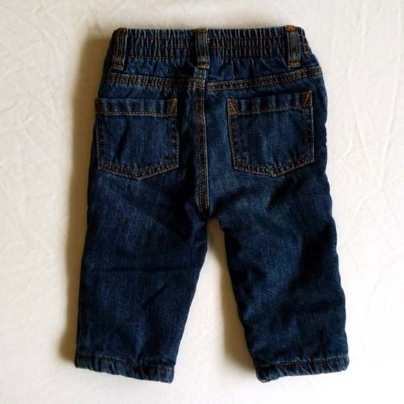 old navy fleece lined straight leg denim jeans 6-12 months baby unisex - Picture 6 of 7